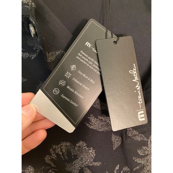 Travis Mathew Moody Floral Print Black Gray Short Sleeve Button Shirt Sz XL NWT - Picture 3 of 7